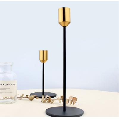 China Home Decoration Amazon Hot Selling Steel Polished Black Color Candle Holders Set Candlestick For Indoor Home Decorations for sale