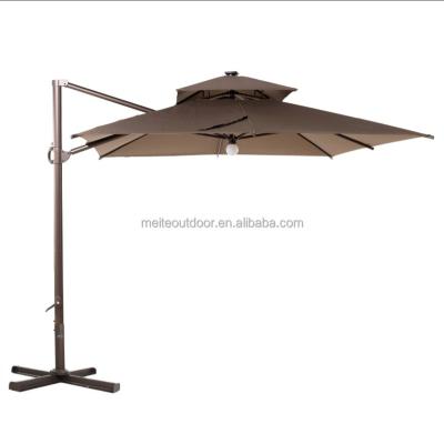 China Modern Outdoor Umbrella Solar Light 12x9ft Offset Patio Aluminum Cantilever Umbrella With Double Wind Duct for sale