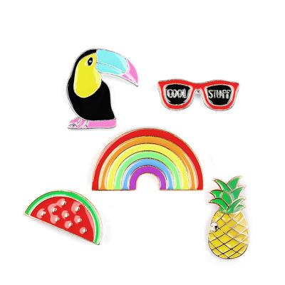 China China Fashion Clothes Decorate Cartoon Brooch Pin Rainbow Pineapple Metal Badge Pin For Women for sale