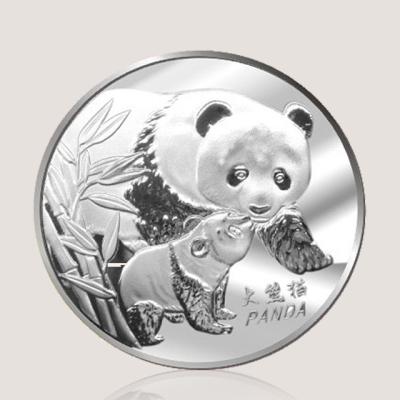 China Custom China Sign Souvenir Aluminum Silver Metal Panda Zinc Alloy Embossed Chinese Coin for sale