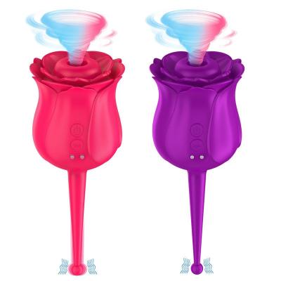 China Rechargeable Silicone Vibrator Women Secret Clitoral Sucking Vibrator Mini Rose 2 In 1 Adult Sex Toys Purple Red Rose Shaped Vibrator USA For Women for sale