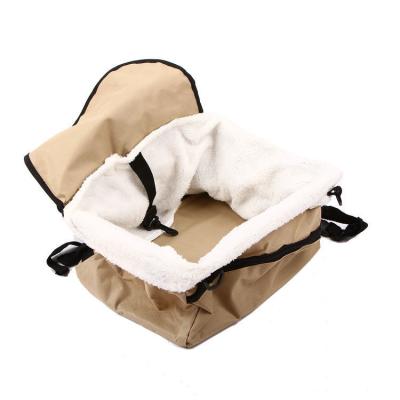 China Viable Pet Bag In Car Oxford Cotton Dog Car Booster Foldable Washable Detachable Seat With Seat Belt for sale