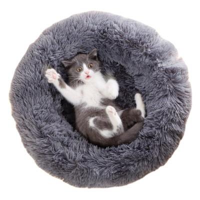 China Breathable Comfortable Breathable Cats Bed Around Long Pink Fluffy Comfortable Sleep PP Cotton Plush Pets Nest for sale