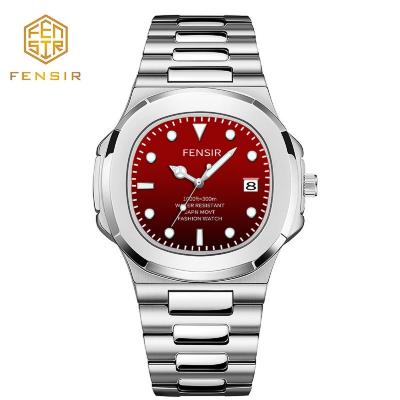 China Factory Sale Luxury Classic Man's Automatic Luminous Strap Stainless Steel Fashion Square Gradient Dial Square Fashion Date FENSIR quartz watchOEM for sale