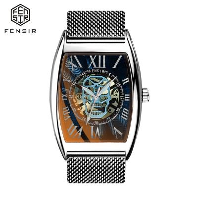 China Day/Date Custom FENSIR Barrel Shaped Casual Elegance Red Mirror Men's Watch Luminous Steel Mesh Strap Quartz Watch Wholesale Classic OEM for sale