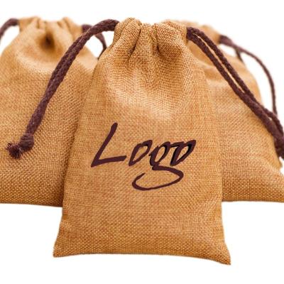 China Natural Canvas Jewelry Jewelry Gift Bags Custom Logo and Waist Bag Jute Drawstring Cosmetic Pouches for sale