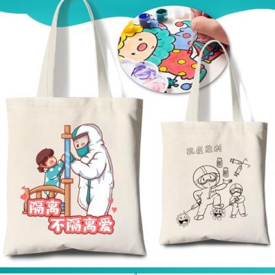 China OEM & ODM Handled Customized Shopping Bags,DIY Hand Painting Cotton Beach Tote Bag Canvas for sale