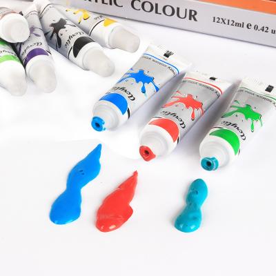 China Children school non-toxic aluminum plastic drawing set packing12 colors 12ml Art Watercolor Paint Acrylic Paint hot sale for sale