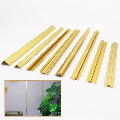 China Modern Aluminum Tile Cover Strips Flexible Golden Transition Wall Trim Corner Joint Interior Border for sale