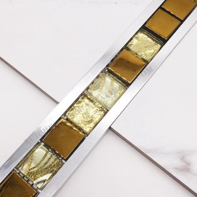 China Modern Aluminum Tile Profile With Glass Transition Mosaic Border For Wall Tile Trim for sale