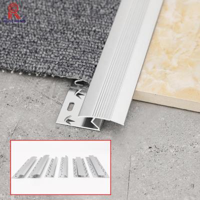 China Modern Curved Tile Floor Transition Strip Z Bar Steel Silver Aluminum Steel Edge To Tile Trim for sale