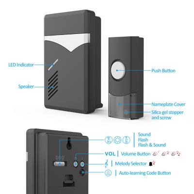 China Molidies Modern Smart Wireless Electronic Chime Bell 38 Doorbell Ringing Chime Bell Family Wireless Doorbell Kit for sale