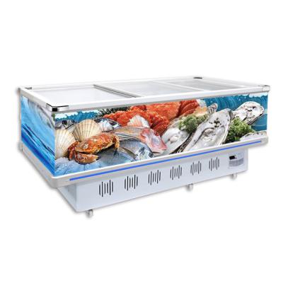 China Hotels Special Hot Selling Commercial Deep Sliding Glass Door Refrigerator Ice Cream Chest Freezers for sale