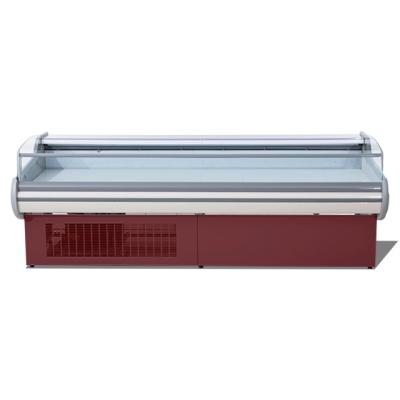 China COMPRESSOR Butcher Shop Refrigeration Equipment Display Commercial Door Flip Glass Meat Cooler Showcase for sale