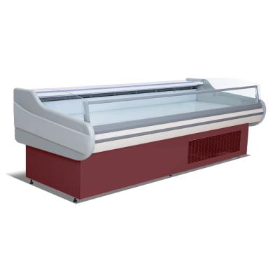 China COMPRESSOR Butchery Equipment Kitchen Refrigerator Fresh Fish Meat Chiller Showcase with Vertical Glass for sale