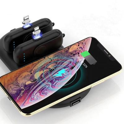 China Mini Portable Magnetic Wireless Charger Power Bank Qi Charging Power Bank Fingertip 5000mah Portable Wireless Power Bank for sale