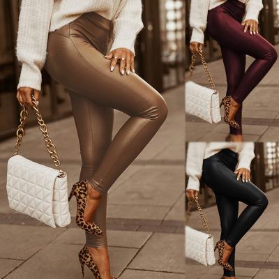 China Autumn High Waist Spring Anti-pilling Pants Workout Pu Workout Gaiters Women Skinny Pants Girl Slim Gaiters for sale