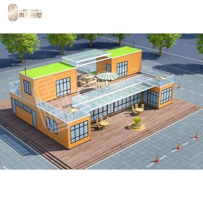 China Two Storey Steel Structure Eco - Friendly Prefab House Glass Prefab House Kits House for sale