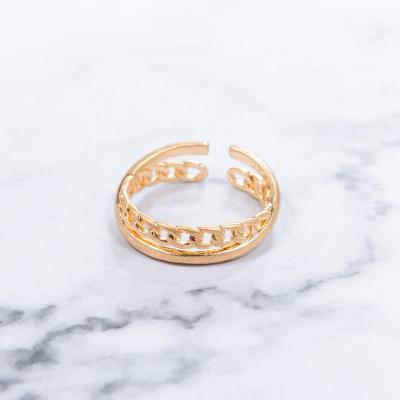 China New Design Fashion New Arrival Jewelry Brass Metal Double Chain Link Rings For Women Men Worn Gold Plated for sale