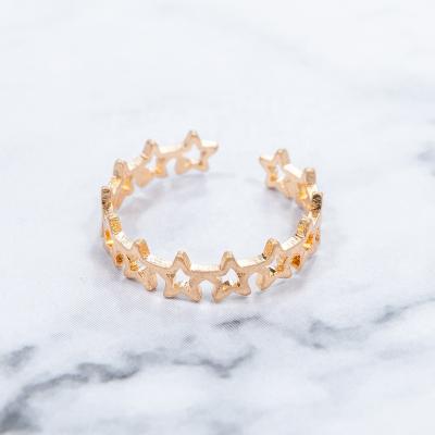 China Adjustable Rings For Women Shape New Arrival Jewelry Brass Metal Star Rings For Women Men Worn Gold Plated for sale