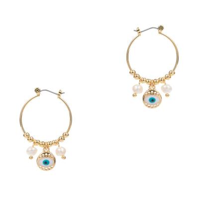 China New Design Fashion Metal Circle Listing Earring With Freshwater Pearl For Women for sale