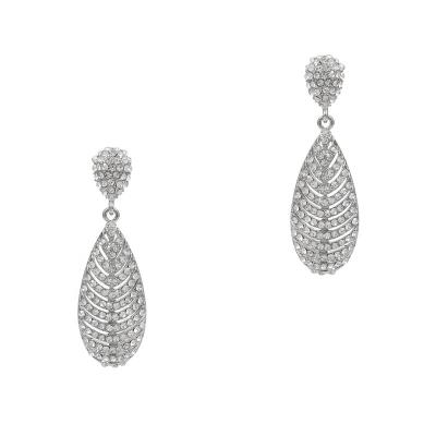 China Delicate New Design Women Classic Wedding Party Gift Rhinestone Paved Bling Hollow Teardrop Earring for sale