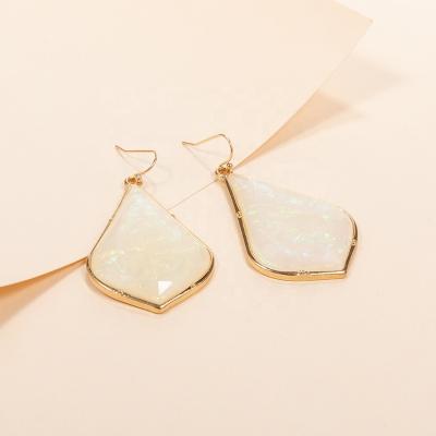 China New Design Fashion Jewelry Classic Resin Teardrop Fishhook Earrings With AB Abalone Shine For Women Gold Plated for sale