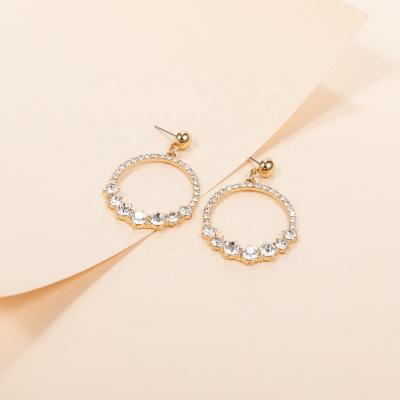 China Luxury New Design Fashion New Fancy Jewelry Crystal Rhinestone Pave Bling Circle Ball Post Earring for sale