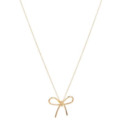 China New Design 2021 New Designed Metal Necklace Short Chain Bow Pendant Charm For Women for sale