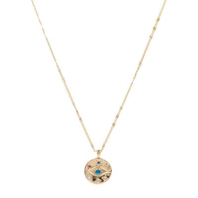 China Hot New Design Sales Metal Short Chains Necklace Delicate Eye Pendant Charm With Sun Moon Star Pattern for sale