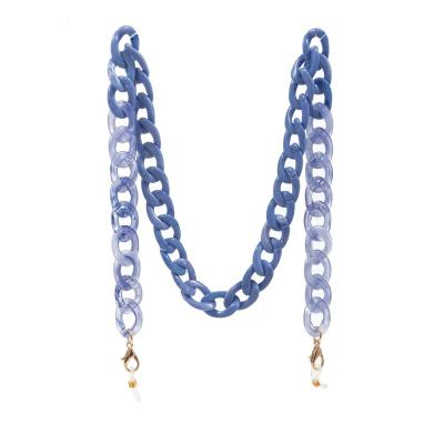 China New Design 2022 Fashionable Chain Necklace Sunglasses Face Chain Chunky Resin Blue Links Gold Plated Glass Chain Accessories for sale