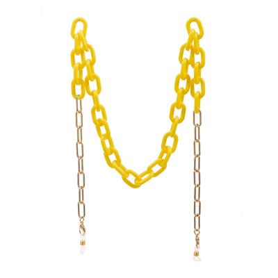 China New Design Fashion Accessories Chains Yellow Face Necklace Resin Brigh Links Gold Plated Face Masked Chain Sunglasses Chains Strap Holder for sale