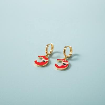 China New Design Enamel Color Christmas Moon Earrings Red White Red Holiday Huggies Earrings Gift Jewelry for sale