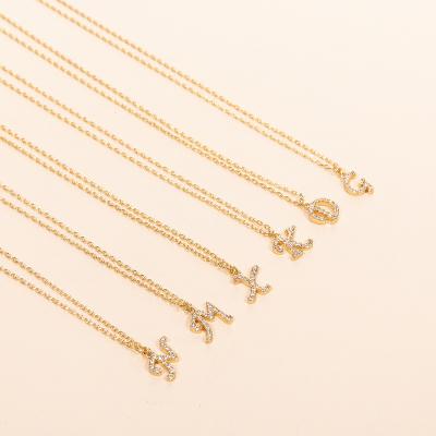 China Real 925 Sterling Silver Plating Brass New Design Fashion Jewelry Fine Gold Delicate New Arrival True Initials Chain With CZ Crystals Neck for sale