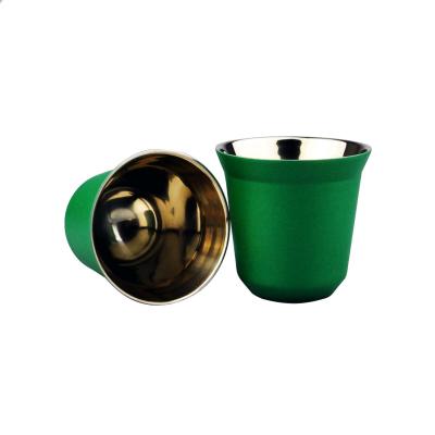 China Viable Green Unique Gift Ideas Capsules Double Wall Coffee Stainless Steel Espresso Cup for sale