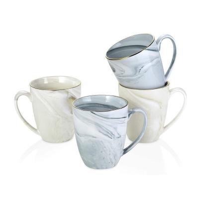 China 16oz Sustainable Coffee Mug Marble Ceramic Mug Set With Porcelain Tea Cup for sale