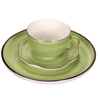 China Hand Viable Nordic Color Creative Ceramic Coffee Cup And Saucer Set Ins Fashion Simple Coffee Cup And Saucer for sale