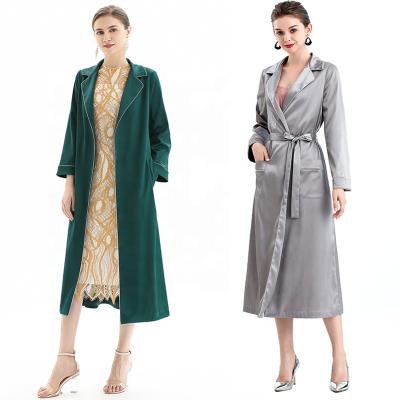 China C096 Anti-wrinkle women jackets and coats solid color long sleeve elegant with belt long winter coats for women 2021 for sale