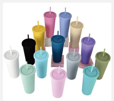 China Sustainable Cups with Lids and Straws for Adults Glitter Reusable with Lids and Straws in Rainbow Colors 24 oz Iced Coffee Party Tumblers for sale