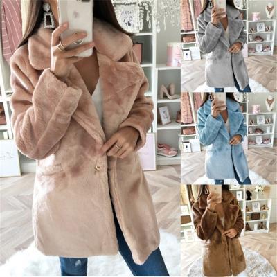 China Anti-Shrink Wholesale Latest New Fashion Design Women Solid Jacket Winter Casual Long Faux Fur Coat for sale