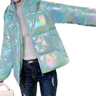 China Sustainable Shiny Down Cotton Jacket For Women'S Short New Winter Hooded Colorful Loose Fitting Cotton Jacket Korean Version for sale