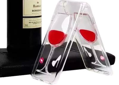 Chine L'iphone protecteur mignon imperméable 6 cas avec le vin rouge liquide mettent en forme de tasse TPU à vendre