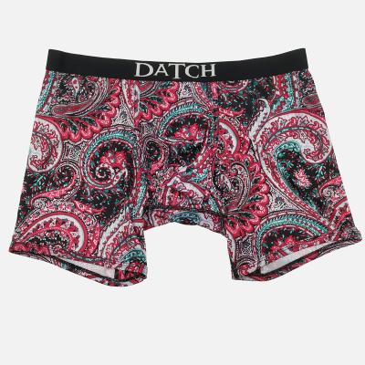 China Antibacterial Men's Printed Classic Boxers With Comfortable And Soft 8012 Henna Psychedelic Pattern And Black Band for sale