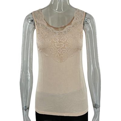 China Features 95% Mercerized Cotton Soft Sheer Performance Viscose With Graious Lace Camisoles for sale