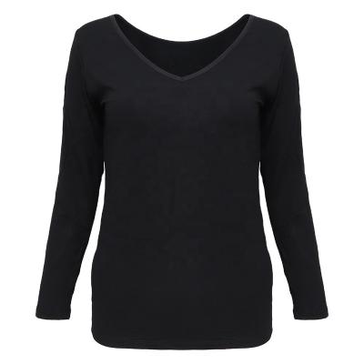 China Hot Promotional V Neck Long Sleeve Ultra Thin 94% Modal Cotton Thermal Top for sale