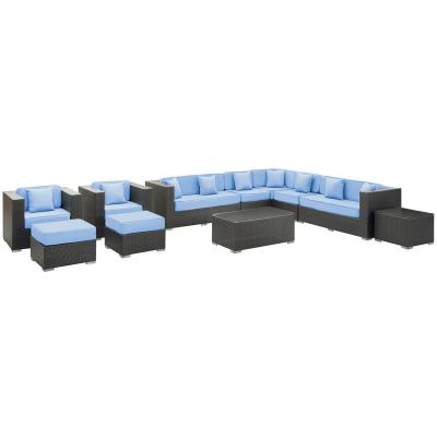 China 9 Seater Large Traditional L Shaped Modular Outdoor Furniture Set Patio Rattan Sitting Sofa for sale