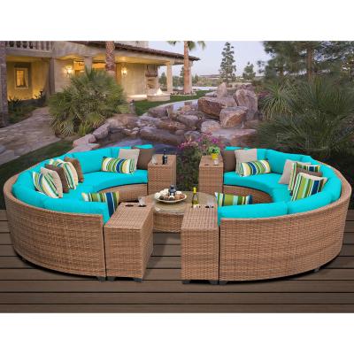 China Outdoor Furniture Set Traditional Extra Large Curved Rattan Garden Sectional Curved Wicker Sofa Round for sale