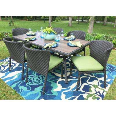 China Contemporary unique herringbone aluminum frame furniture wicker rattan garden table and chairs wveaing outdoor set for sale