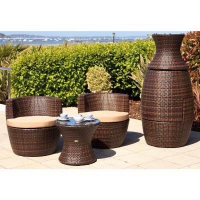 China Contemporary Bottle Shaped Space Saving Bar Furniture Stackable Coffee Table And Rattan Outdoor Balcony Chair for sale