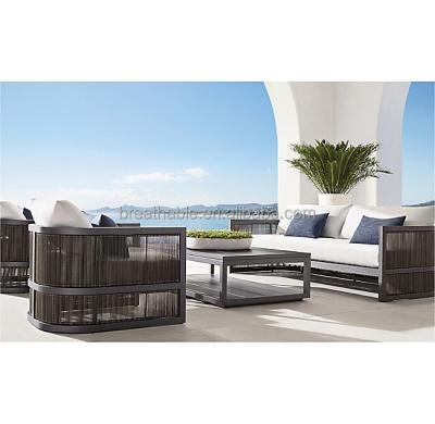 China Traditional Outdoor Patio Furniture Mixed Materials Rattan Weave Handcrafted 4 Pieces Aluminum Sofa for sale